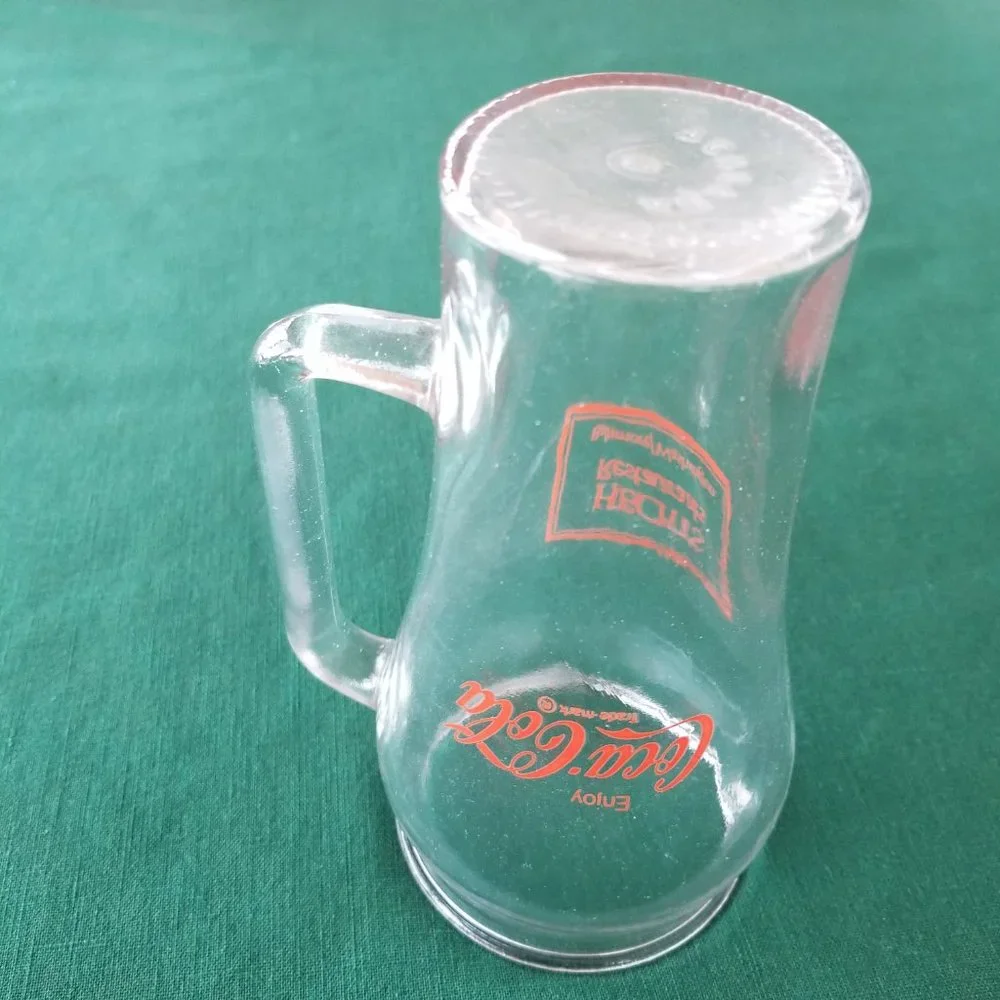 Vintage Coca-Cola Glass Mug Handle Red Lettering